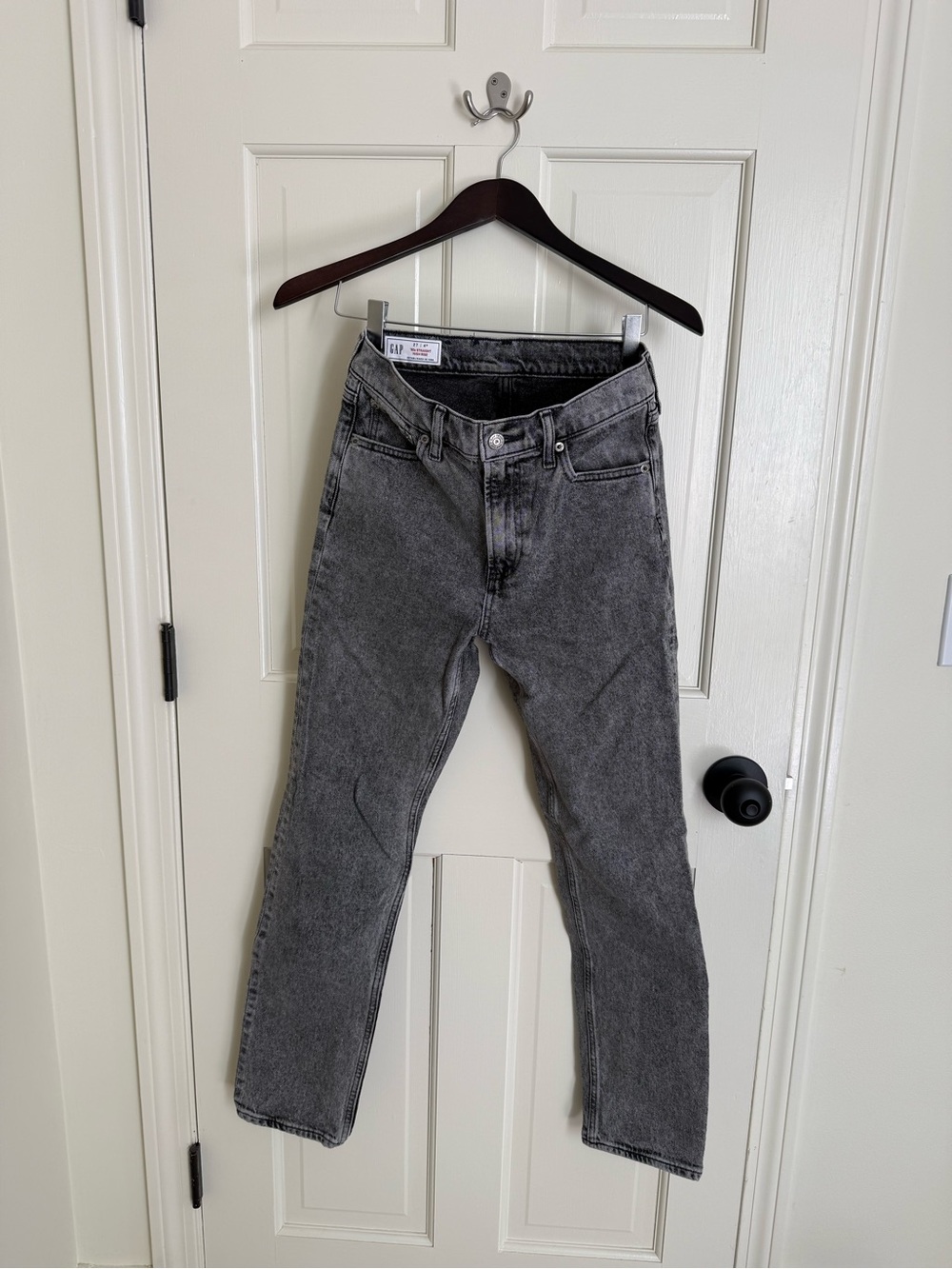GAP Gray Washed Straight-Leg Jeans